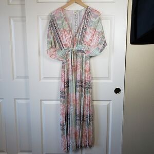 World Market Mira Multicolor Patchwork Kaftan Maxi Dress. Size S/M Boho, Summer
